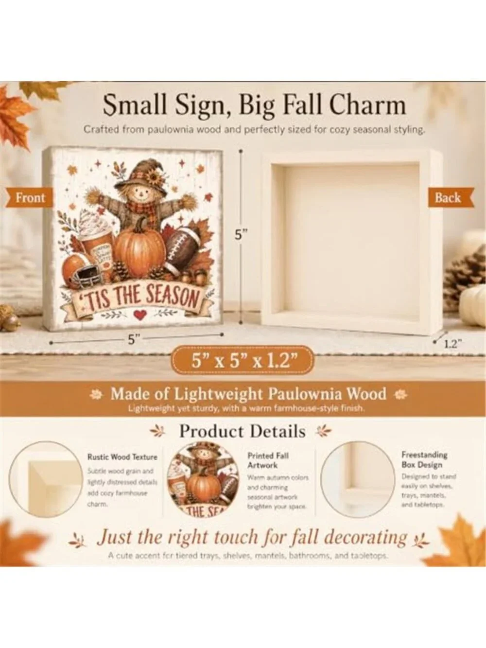 Fall Decorations for Home Football Pumpkin Wood Sign Fall Wall Shelf Decor